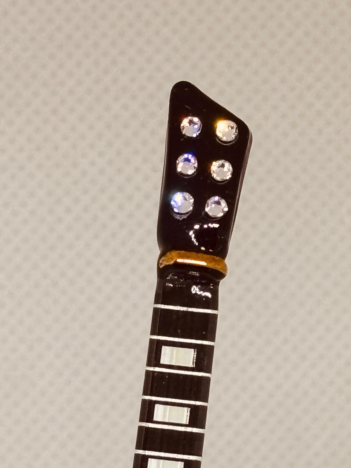 Acoustic Black Guitar Figurine Handcrafted Glass Music Decor Gift