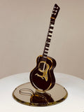 Acoustic Black Guitar Figurine Handcrafted Glass Music Decor Gift