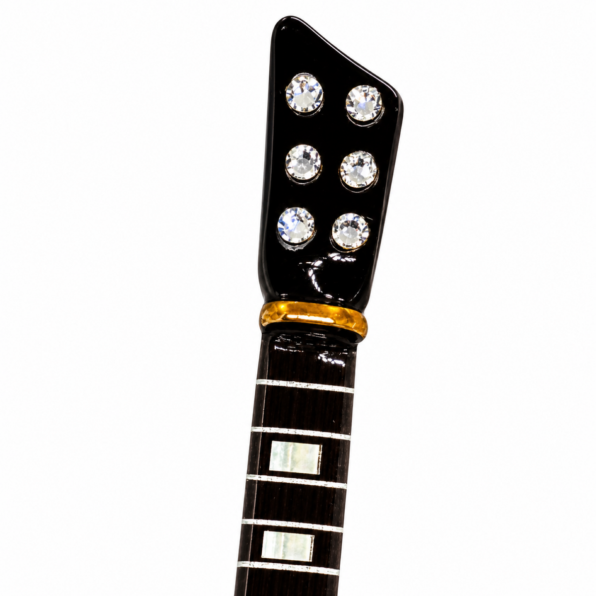 Glass Acoustic Guitar Figurine, Handcrafted Black Guitar Decor, Music Lover Gift