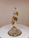 Trumpet Glass Figurine | Handcrafted Music Room Decor with 22Kt Gold Accents
