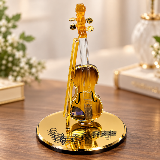 Handcrafted Glass Violin Figurine – Musician Gift, Violin Player Collectible, Music Room Decor