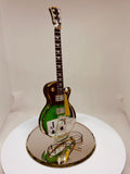 Black Jack Guitar Figurine Handcrafted Glass Music Decor