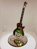 Black Jack Guitar Figurine Handcrafted Glass Music Decor