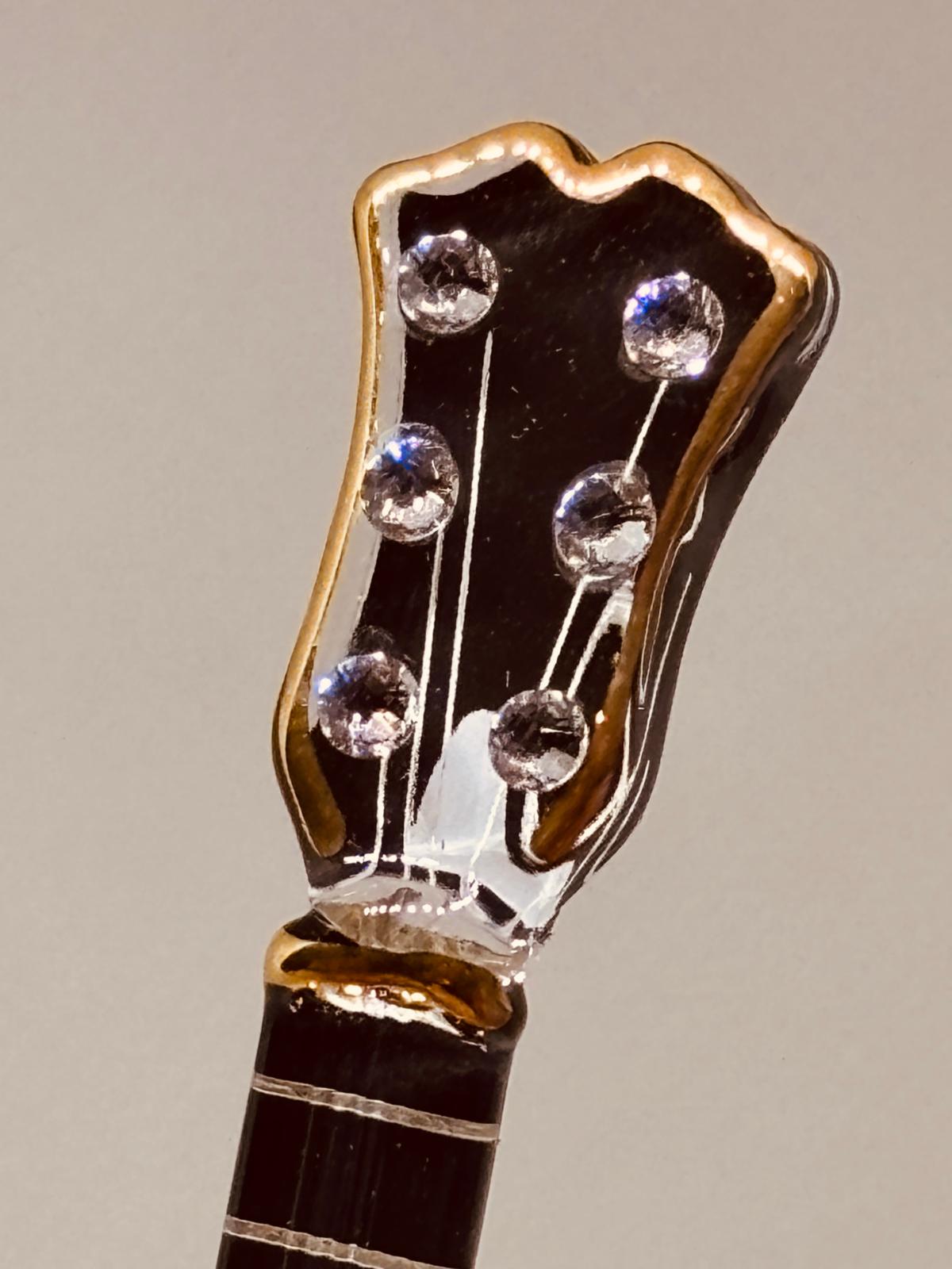 Black Jack Guitar Figurine Handcrafted Glass Music Decor