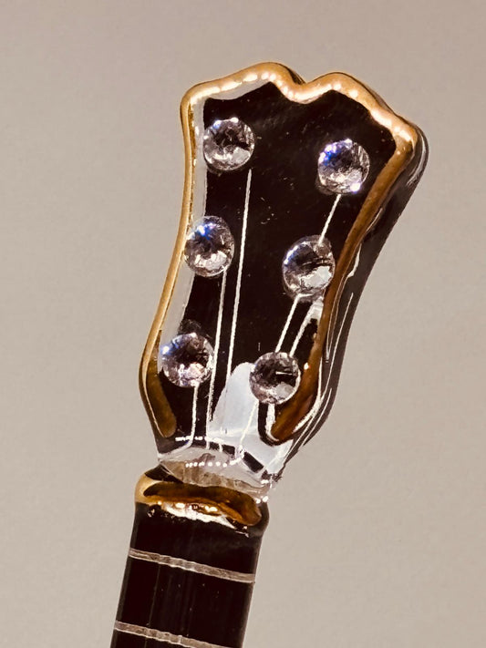 Black Jack Guitar Figurine Handcrafted Glass Music Decor