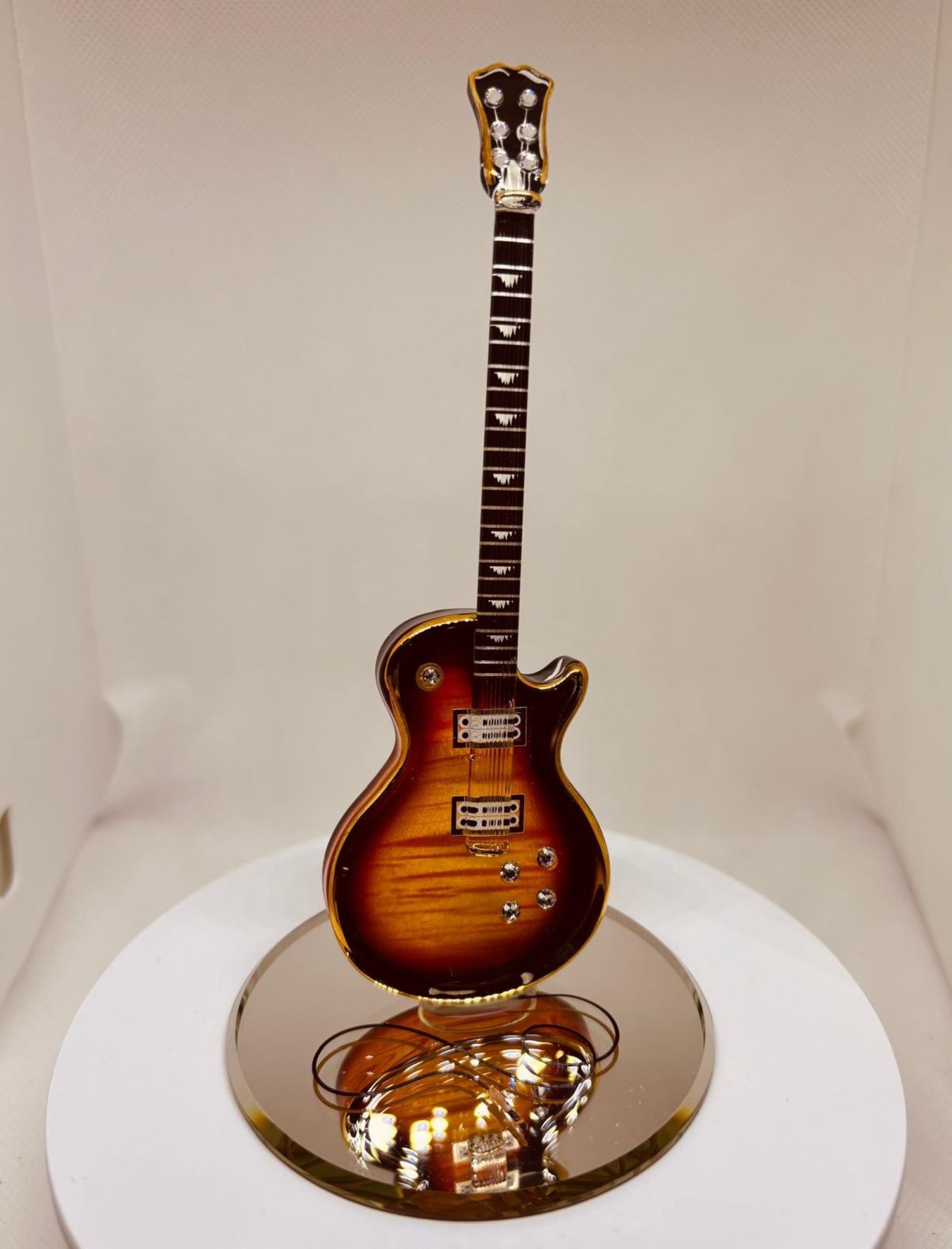 Handcrafted acoustic black guitar figurine