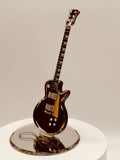 Classic Black Guitar Figurine Handcrafted Glass with Crystals & 22Kt Gold