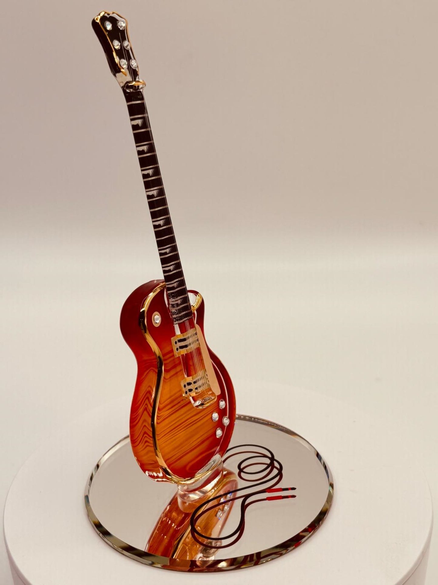 Electric Guitar Glass Figurine Gift for Guitar Player Music Lover Cherry Burst Guitar Decor Musician Gift Idea