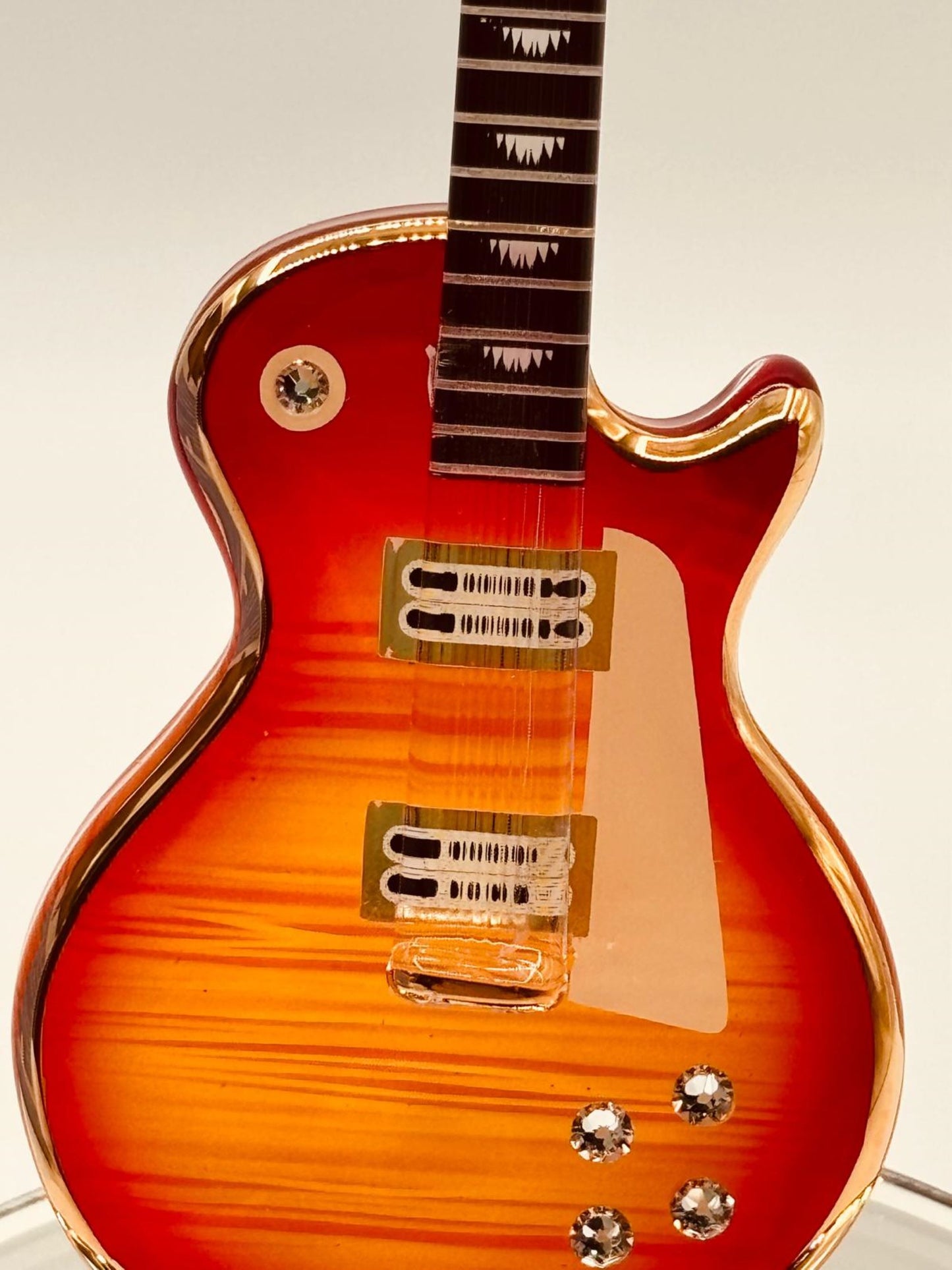 Electric Guitar Glass Figurine Gift for Guitar Player Music Lover Cherry Burst Guitar Decor Musician Gift Idea