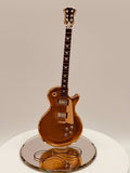 Handcrafted large Classic Gold Top Guitar glass figurine on beveled mirror with crystal and gold accents