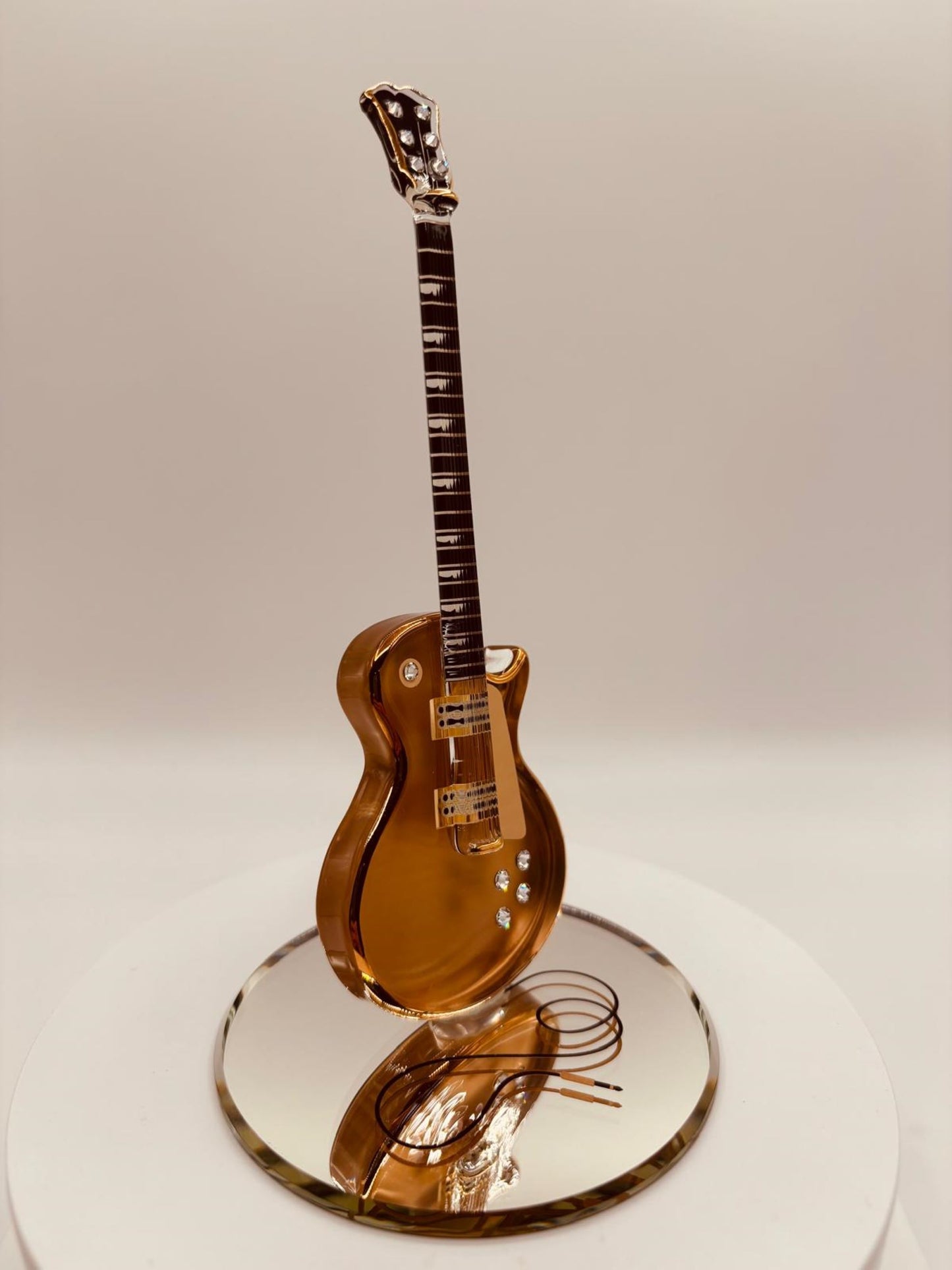 Classic Gold Top Guitar Glass Figurine | Large Music Decor & Gift for Guitar Lovers
