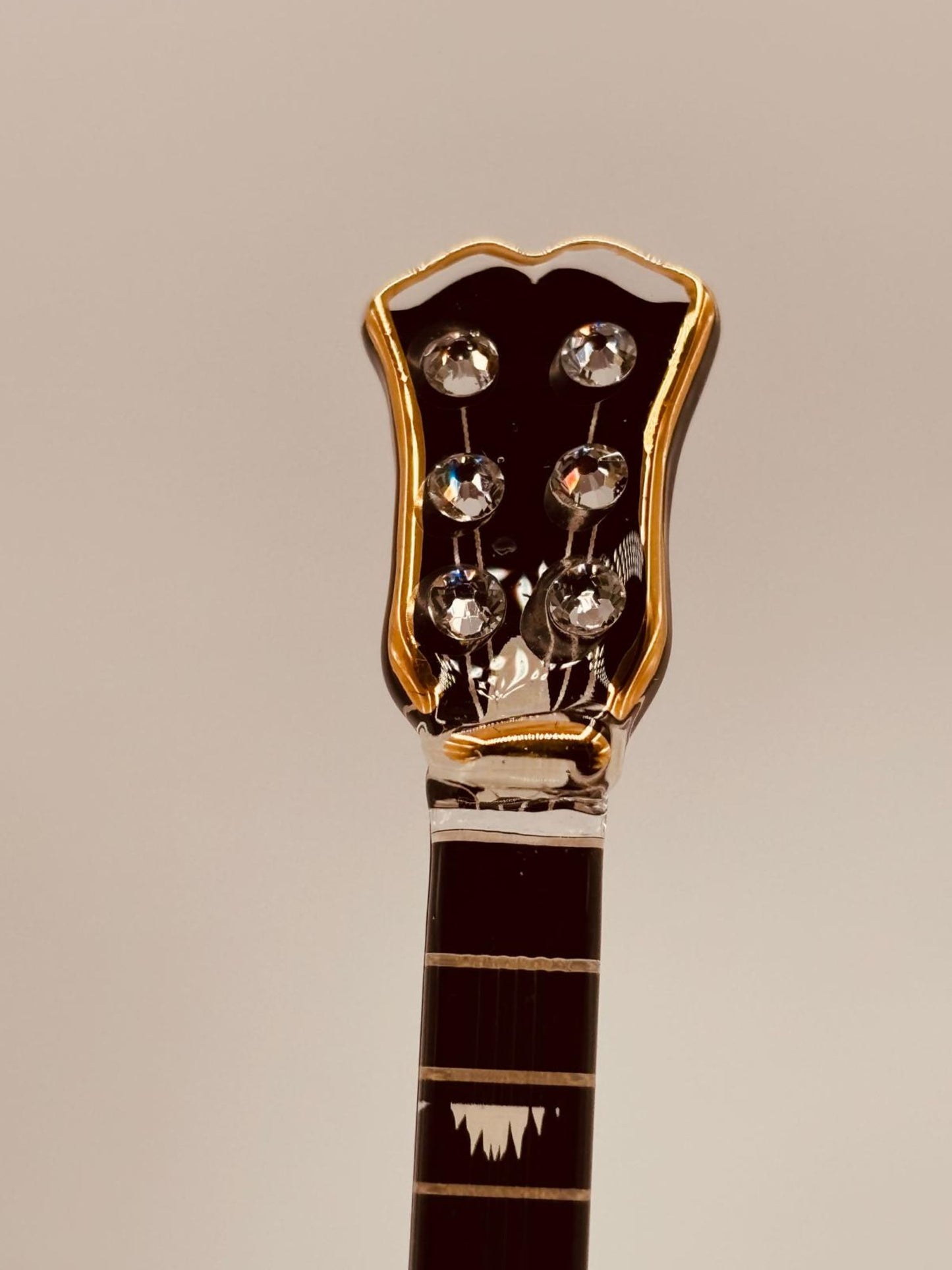 Classic Gold Top Guitar Glass Figurine | Large Music Decor & Gift for Guitar Lovers