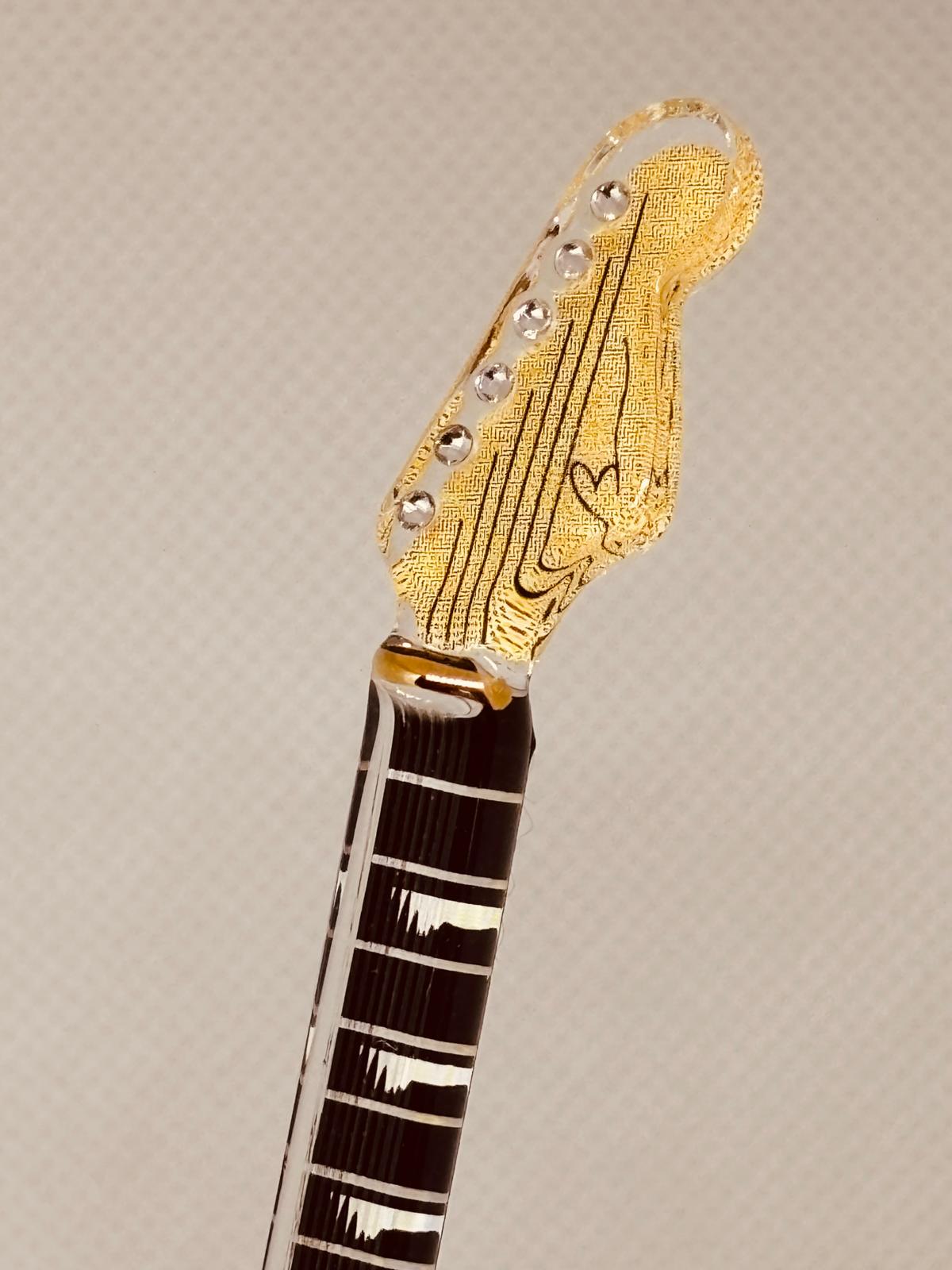 Vintage Black Guitar Figurine Handcrafted Glass Gift for Music Lovers
