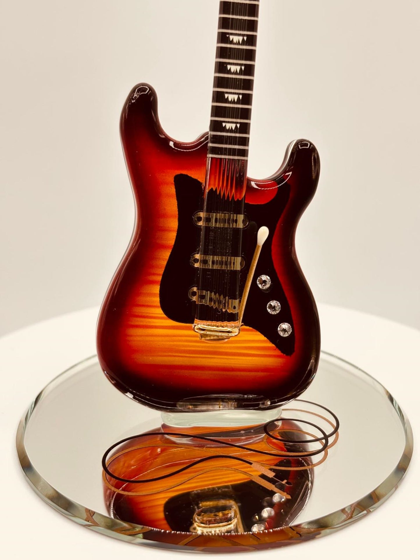 Vintage Tobacco Guitar Glass Figurine | Large Music Decor for Guitar Lovers