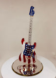 Vintage USA Guitar Figurine Handcrafted Glass Patriotic Music Decor