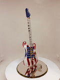 Vintage USA Guitar Figurine Handcrafted Glass Patriotic Music Decor