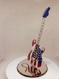 Vintage USA Guitar Figurine Handcrafted Glass Patriotic Music Decor