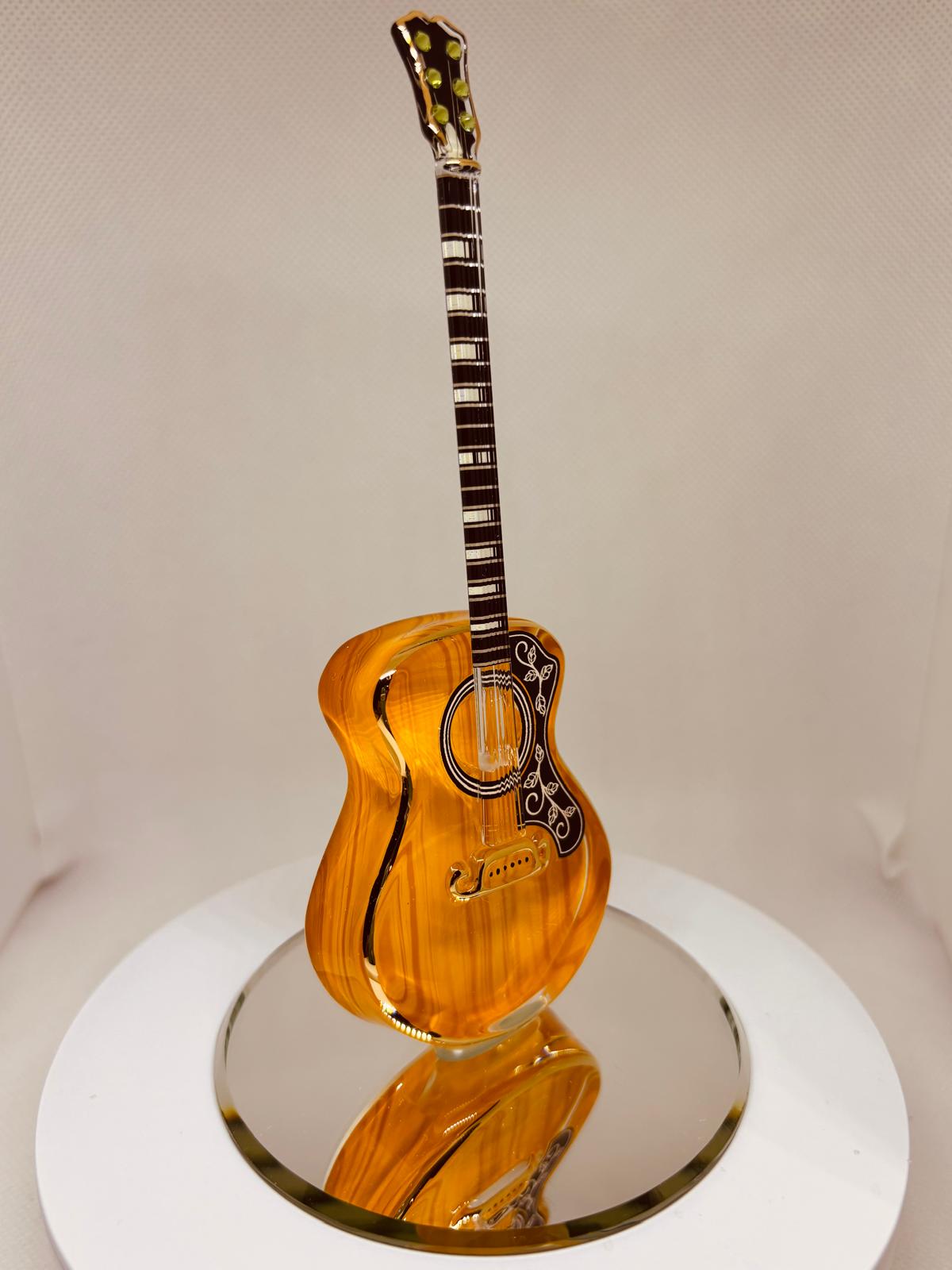 Deluxe Acoustic Guitar Figurine Handcrafted Glass Music Decor