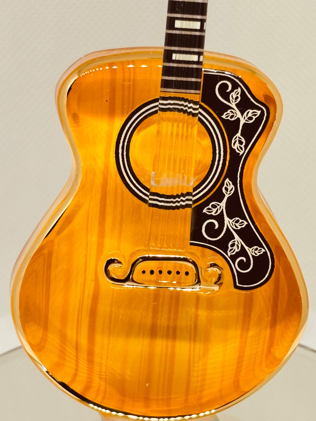 Deluxe Acoustic Guitar Figurine Handcrafted Glass Music Decor