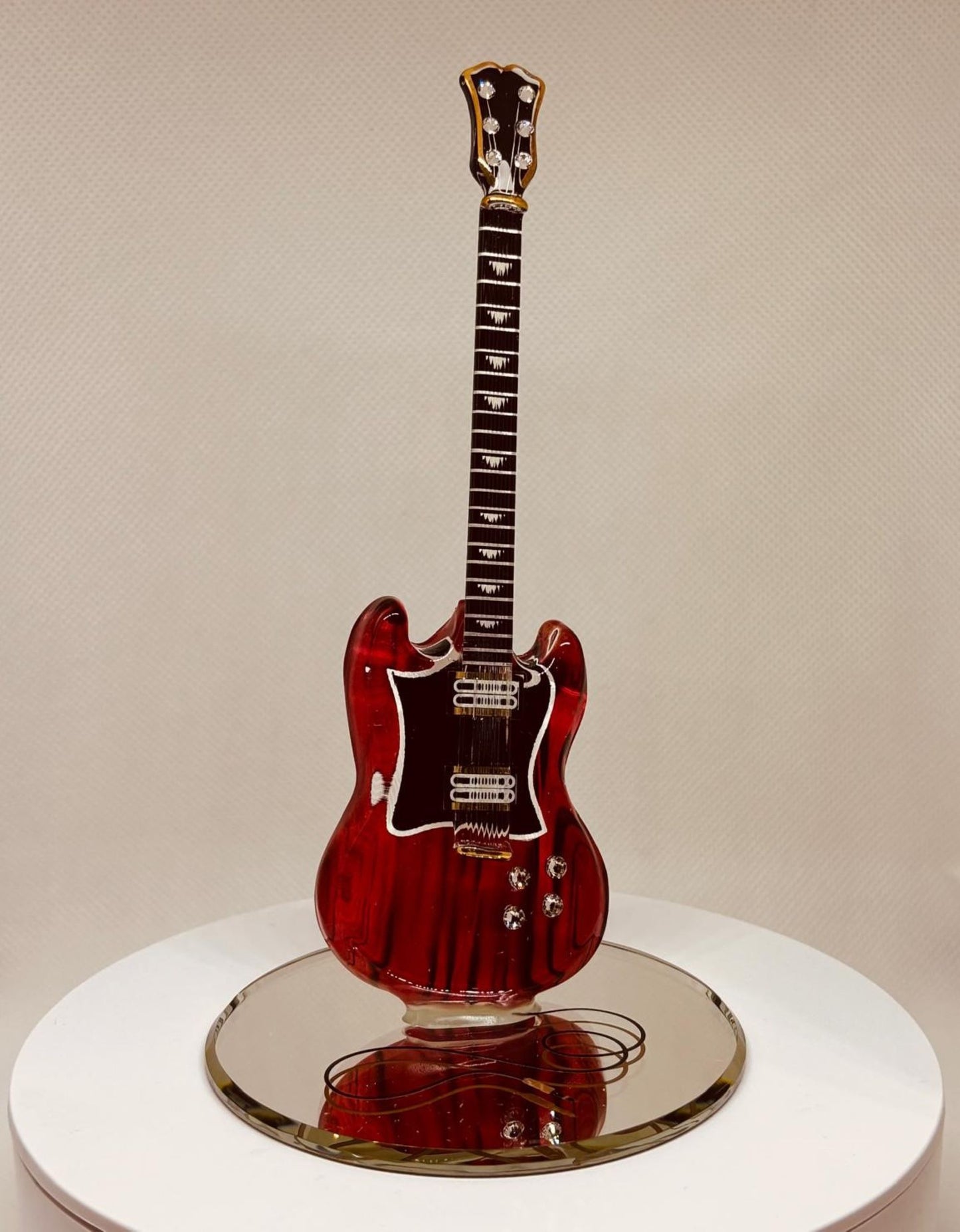 Red Electric Guitar Figurine Gift Music Lover Decor Guitar Player Gift