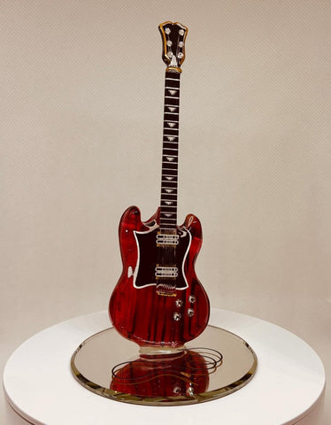 Custom Mahogany Glass Guitar Figurine Handcrafted Music Gift Decor