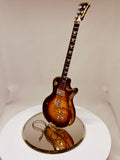Glass Tobacco Burst Guitar Figurine Large Handcrafted Music Decor