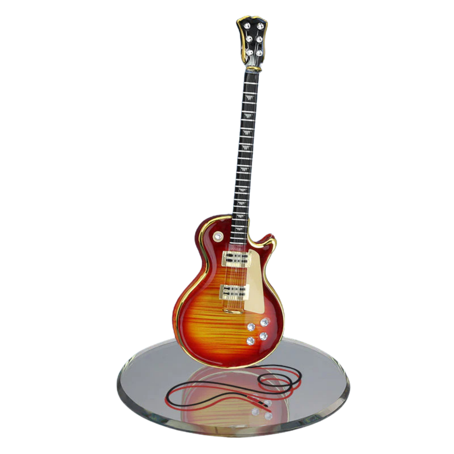 Electric Guitar Glass Figurine Gift for Guitar Player Music Lover Cherry Burst Guitar Decor Musician Gift Idea