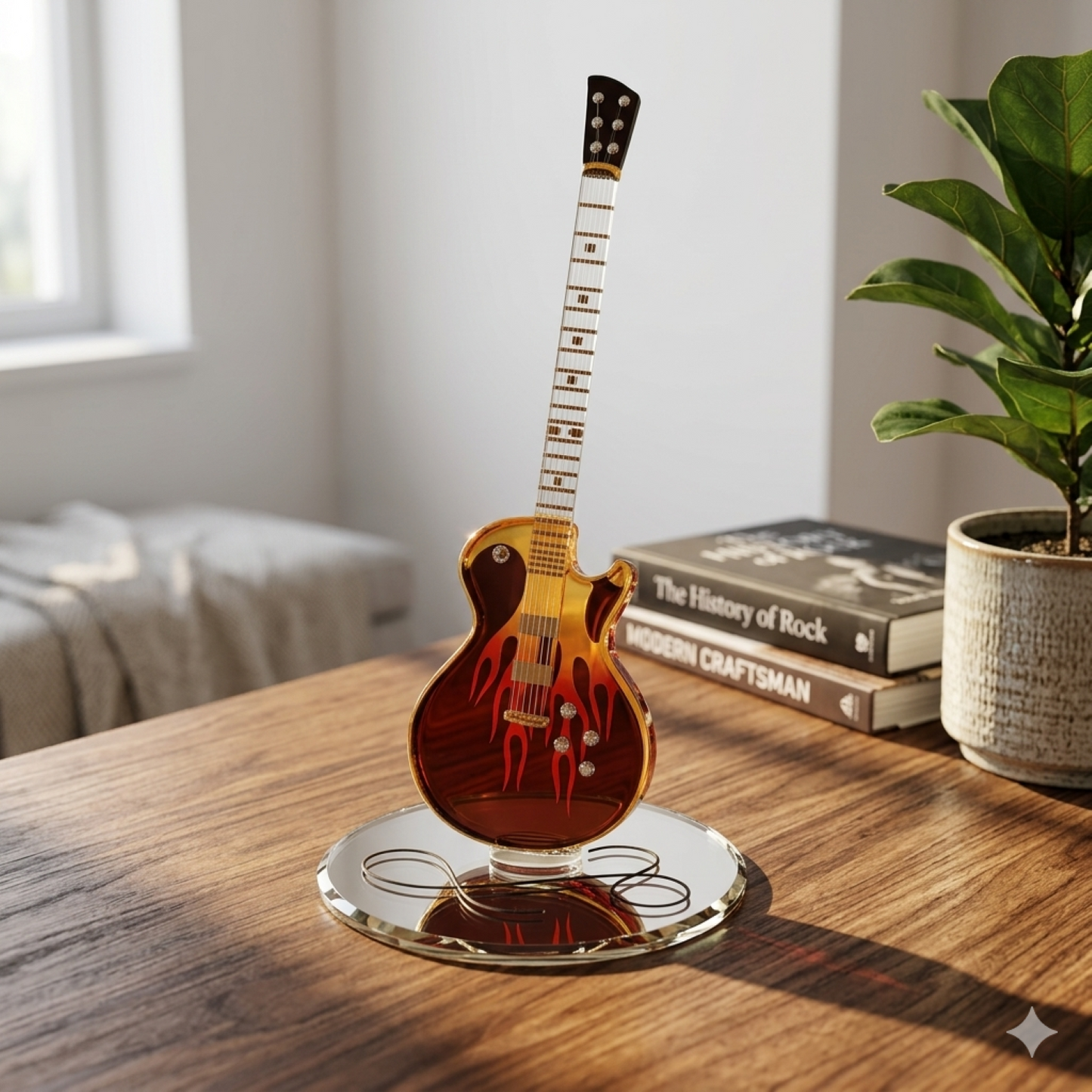 Classic Guitar Figurine Gift for Music Lovers | Rock Guitar Decor Collectible
