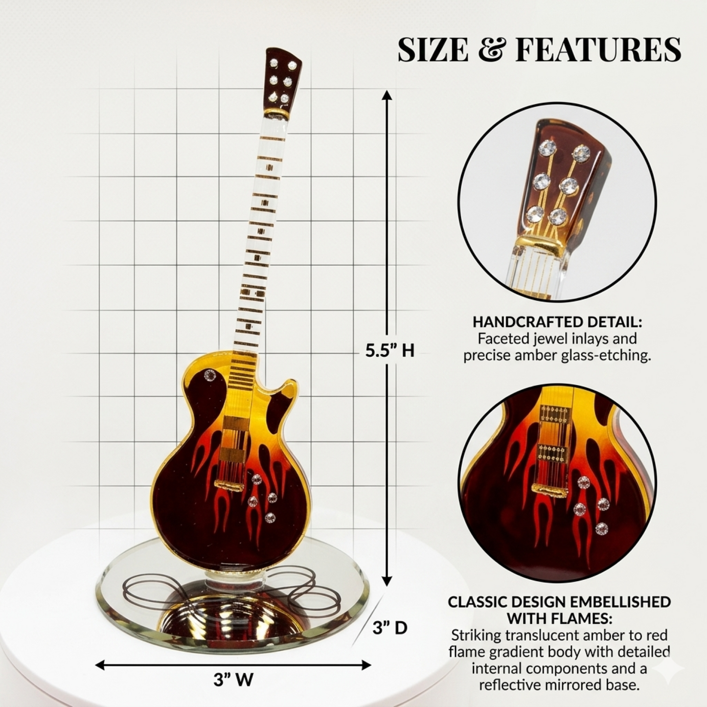 Classic Guitar Figurine Gift for Music Lovers | Rock Guitar Decor Collectible