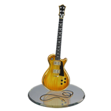 Classic Woodgrain Guitar Glass Figurine | Handcrafted Music Lover Collectible