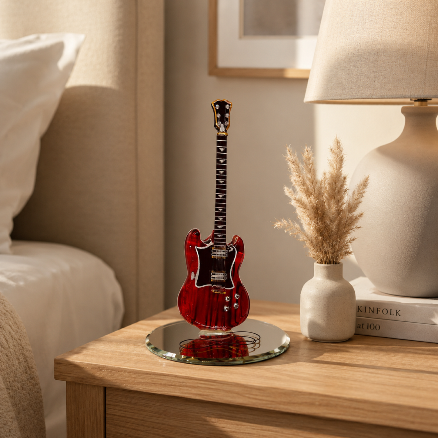 Glass Electric Guitar Figurine – Guitar Player Gift, Music Collectible, Music Room Decor