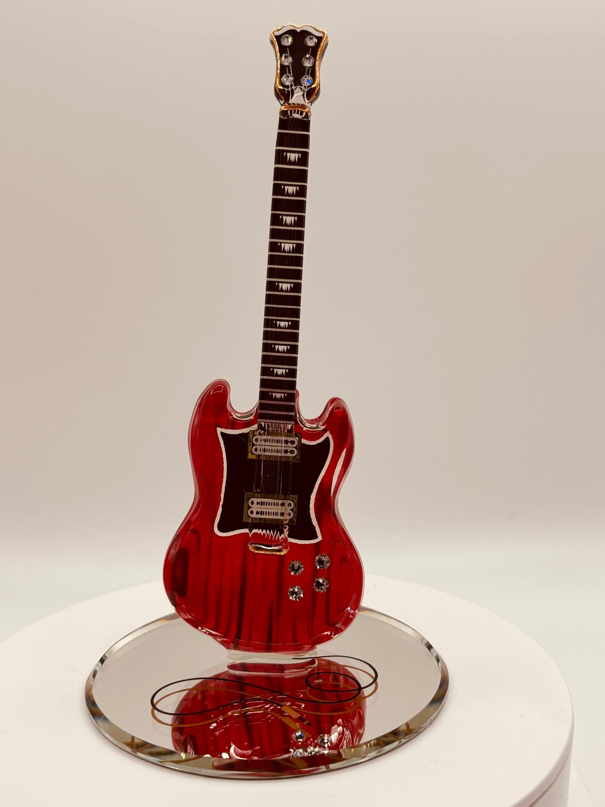 Red Electric Guitar Figurine Gift Music Lover Decor Guitar Player Gift