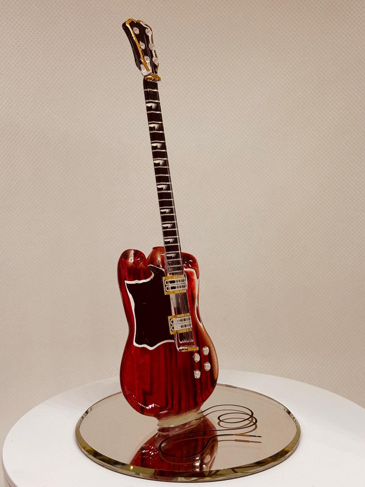 Red Electric Guitar Figurine Gift Music Lover Decor Guitar Player Gift