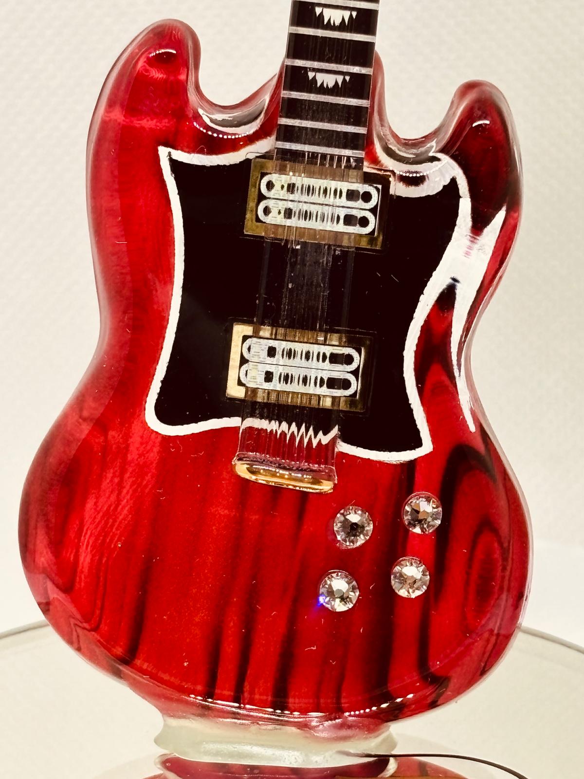 Red Electric Guitar Figurine Gift Music Lover Decor Guitar Player Gift