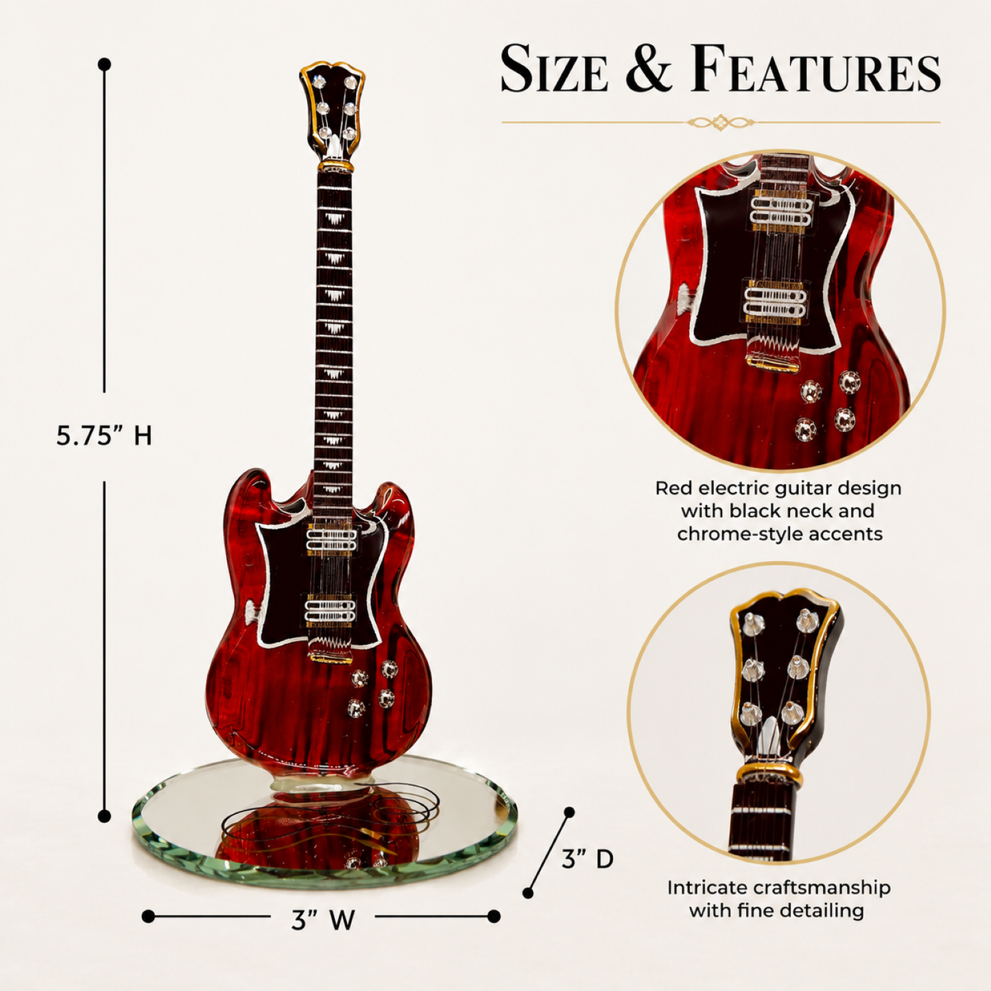 Glass Electric Guitar Figurine – Guitar Player Gift, Music Collectible, Music Room Decor