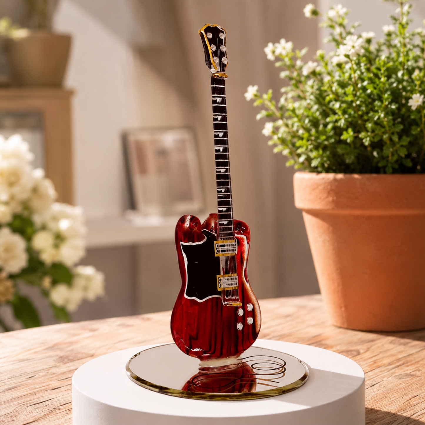 Glass Electric Guitar Figurine – Guitar Player Gift, Music Collectible, Music Room Decor