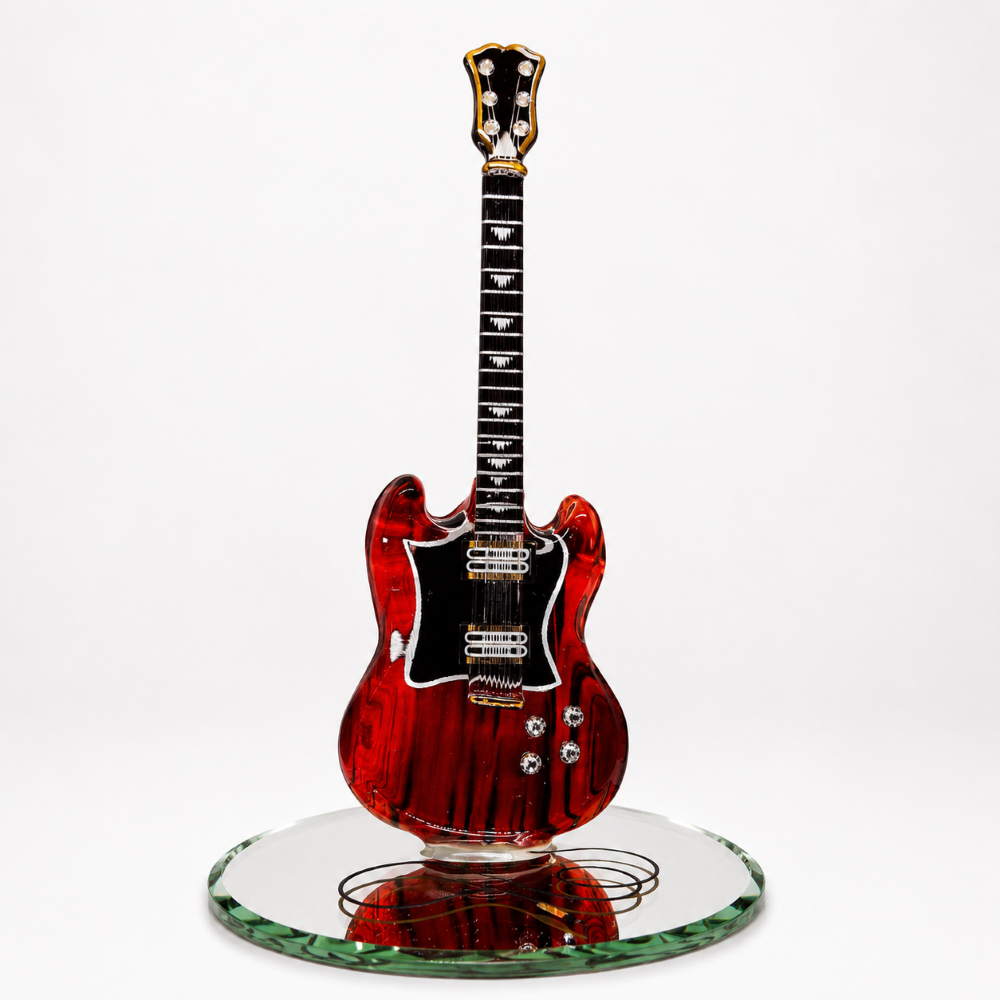 Glass Electric Guitar Figurine – Guitar Player Gift, Music Collectible, Music Room Decor