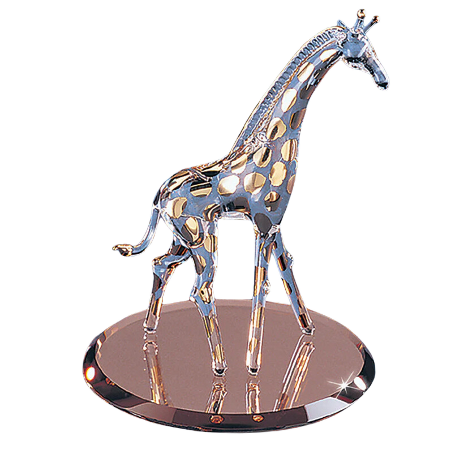 Glass Giraffe Figurine Handcrafted Gold Trimmed Animal Decor