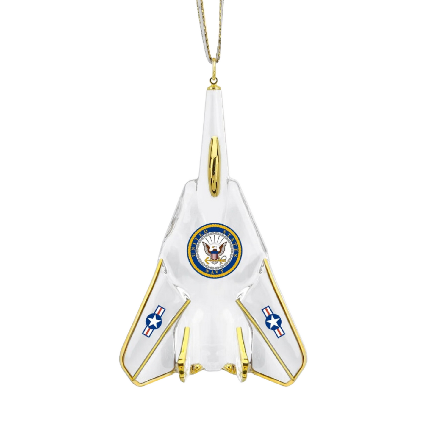 U.S. Navy F-14 Jet Ornament Handcrafted Glass Military Christmas Decor