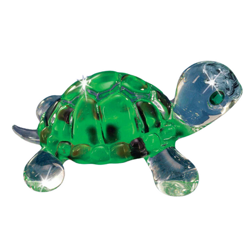 Glass Turtle Figurine, Handcrafted Collectible, Green Turtle Statue, Home Decor