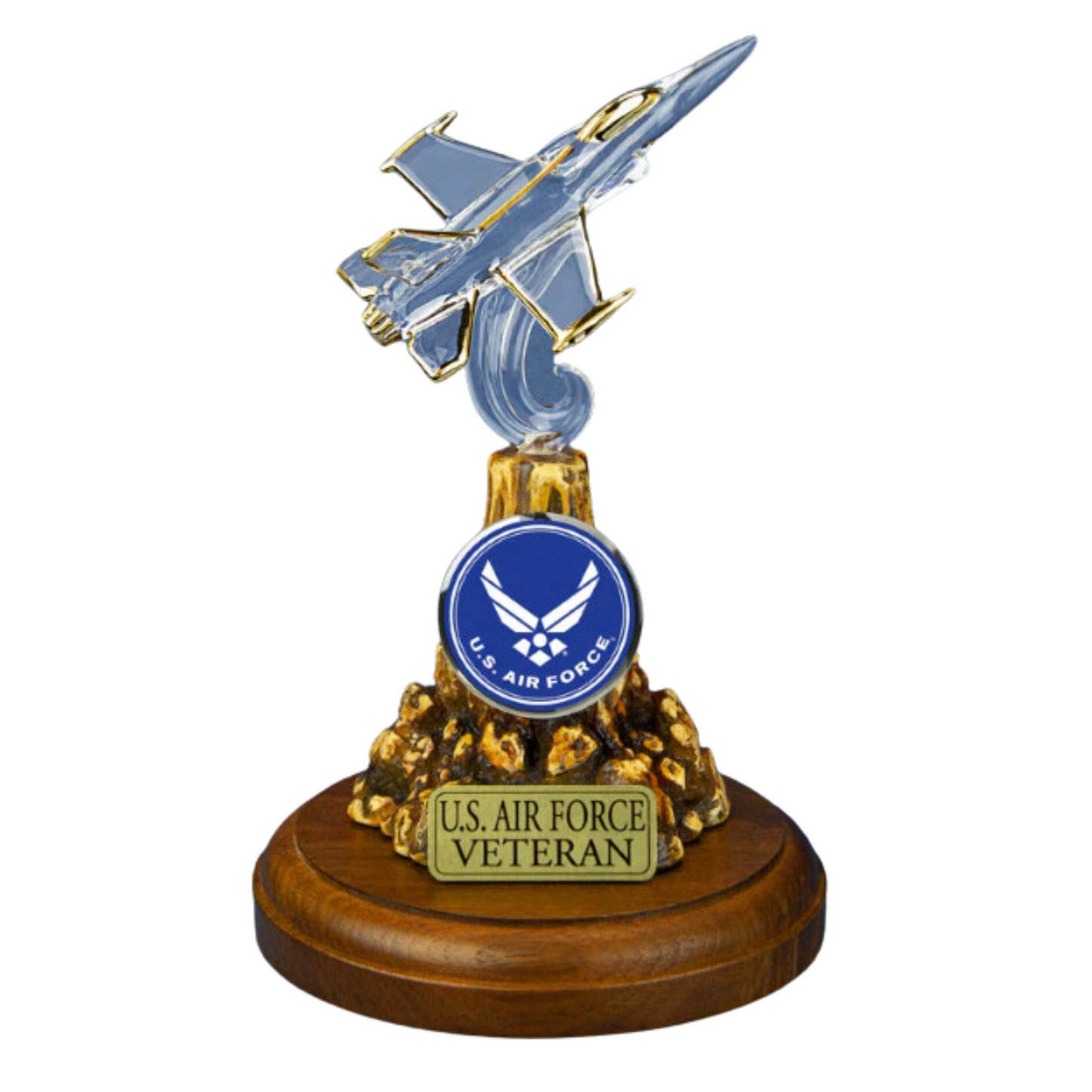 U.S. Air Force F-16 Jet Figurine – Veteran Gift with 22kt Gold Accents