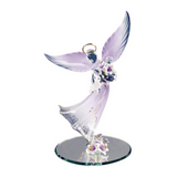 Angel Glass Figurine with Flowers, Lavender Angel Figurine, Glass Angel Dove, Handcrafted Gift, Handmade Angel Statue, Home Decor