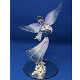 Angel Glass Figurine with Flowers, Lavender Angel Figurine, Glass Angel Dove, Handcrafted Gift, Handmade Angel Statue, Home Decor