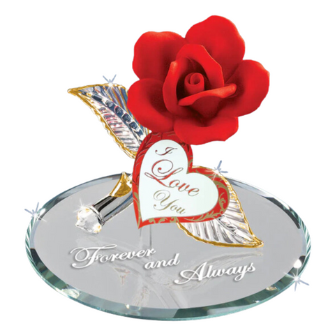 Red Rose Figurine Handmade Decor Forever and Always Anniversary Gift