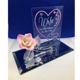 Gift for My Wife, Handcrafted Pink Rose, Glass Figurine, Anniversary Gift for Wife, Mothers Day Gift