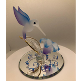 Glass Hummingbird on Flower, Handmade Sculpture, Bird Statue, Home Decor, Mothers Day gift, Gift for Her