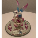 Pink Rose & Hummingbird Figurine, Hummingbird Gift, I Love You, Handcrafted Mother's Day Gift, Anniversary Gift, Wedding Gift