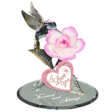 Pink Rose & Hummingbird Figurine, Forever & Always Flower Gift, Mother's Day Gift, Anniversary Gift, Wedding Gift, Home Decor