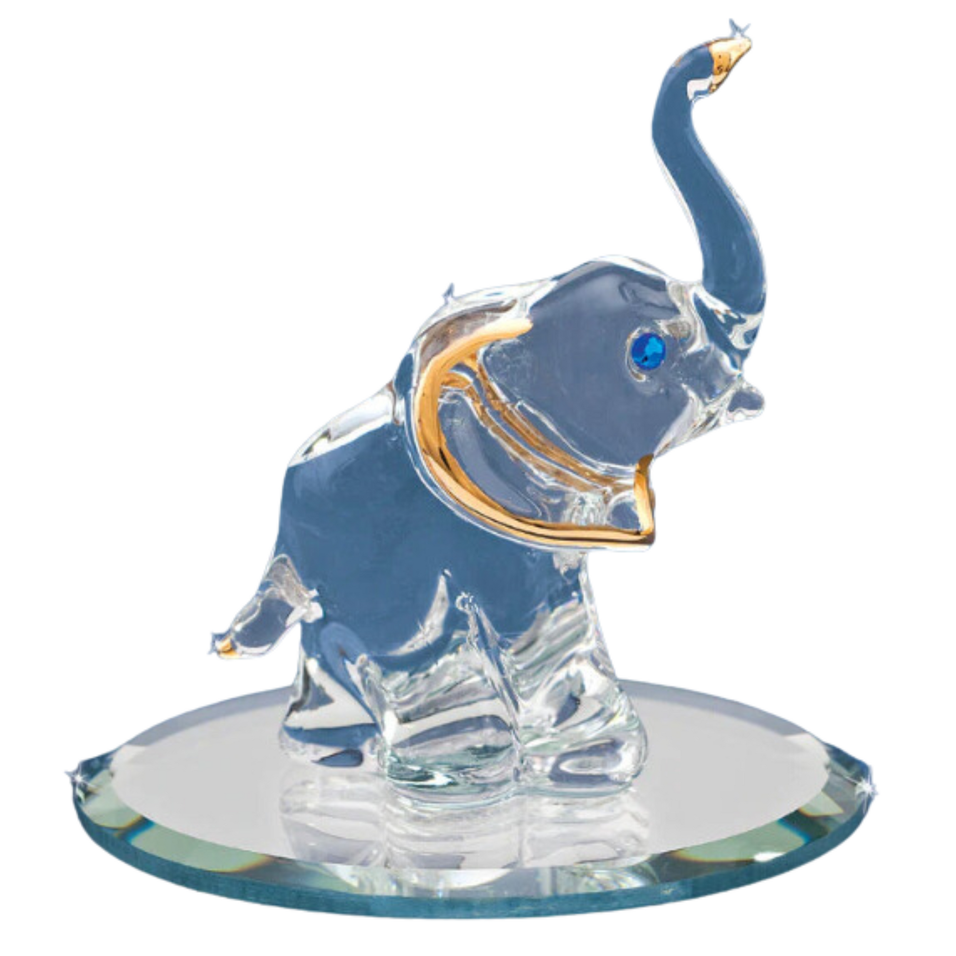 glass elephant figurine raised trunk lucky decor small animal sculpture mirror base display