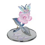 Crystals Butterfly, Mothers Day Gift, Rose Flower for Mom, Handcrafted Butterfly Figurine, Gift for Mom, Grandma Gift